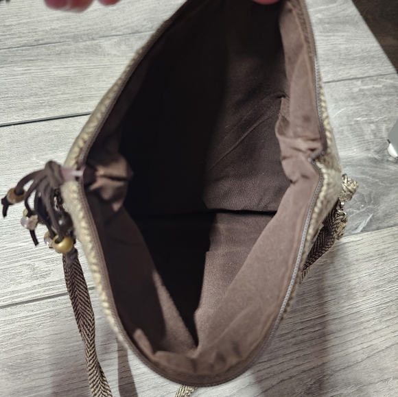 EUC 3-Piece Set Crossbody Wristlet Wallet Change Purse Pouch Herringbone Brown - Picture 9 of 14